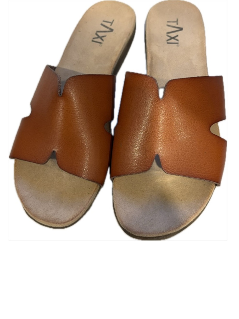 TAVI Leather Slide Sandals | Brown | Size 8 | Comfort Casual